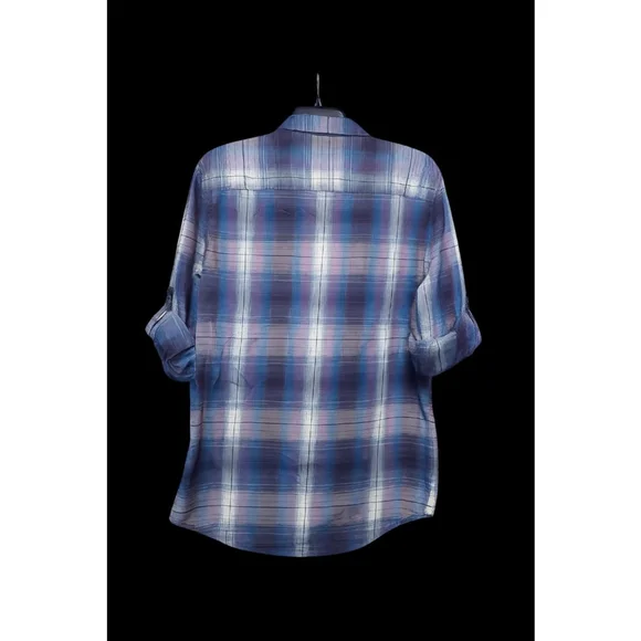 Calvin Klein Jeans Men’s Plaid Button Down Shirt Size M Blue Purple Long Sleeve - Picture 3 of 6